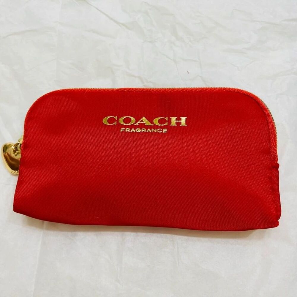 Red Coach Pouch with Gold Heart Charm
